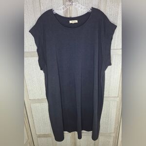 Madewell Women's  Cap Sleeve T-Shirt Dress Size 2X Navy Blue 100% Cotton
